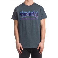Camiseta Manga Corta Thrasher Flame Gris Violeta
